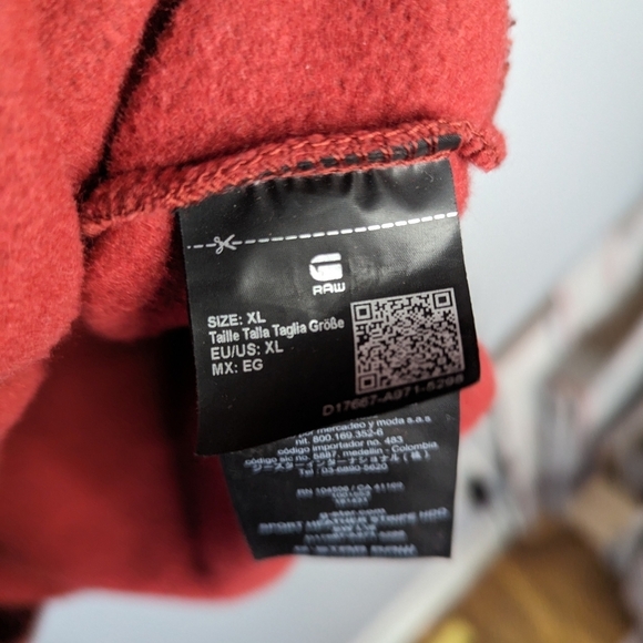 G-Star Raw Heathered Red Striped Hoodie Mens XL - Picture 8 of 8